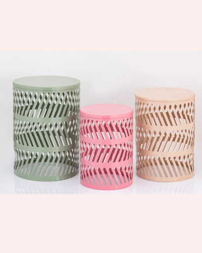 Perforated Metal Accent Stools – Set of 3