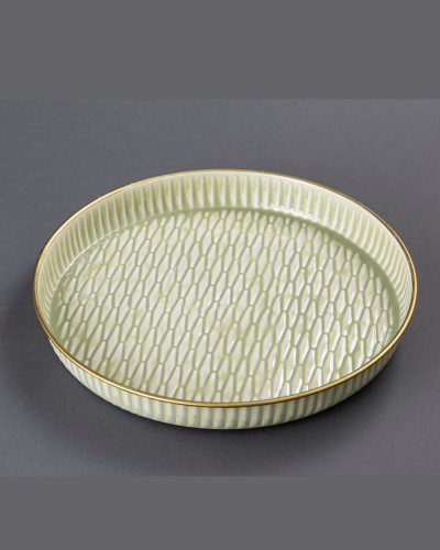 Mint Green Lattice Embossed Plate