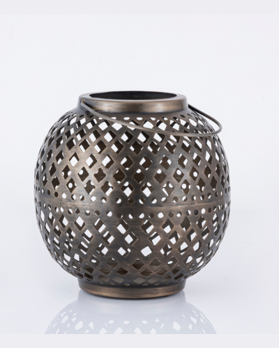 Metal Cutwork Lantern – Antique Bronze Glow