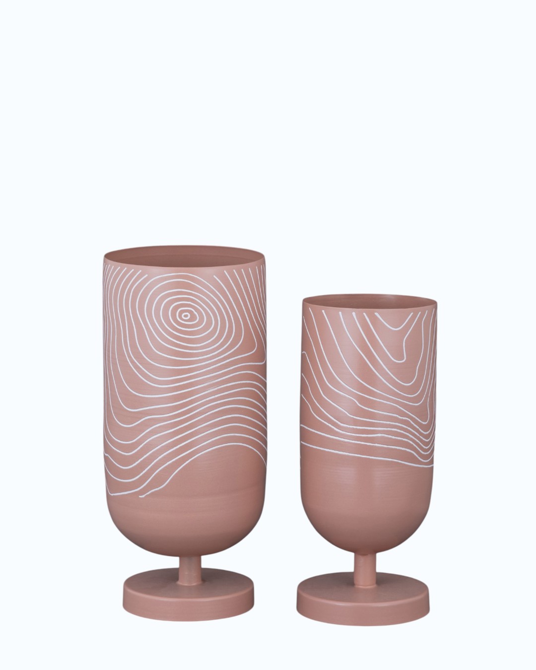 Dusty Rose Topographic Pedestal Vases