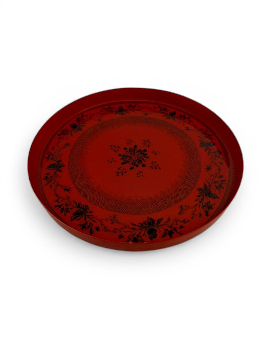 Poetic Romance Crimson Round Tray