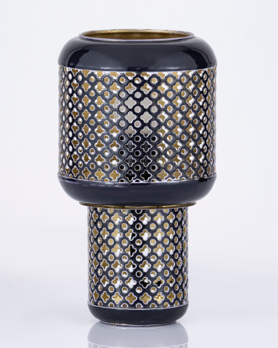 Geometric Elegance Series – Black & White Perforated Metal Lamps