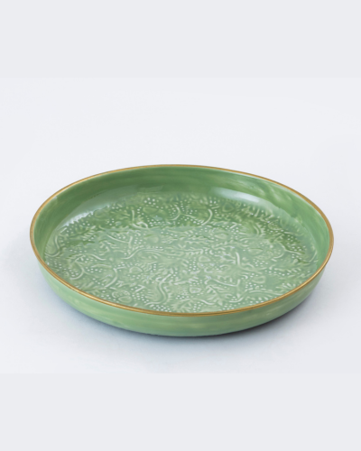 Light Green Floral Embossed Plate