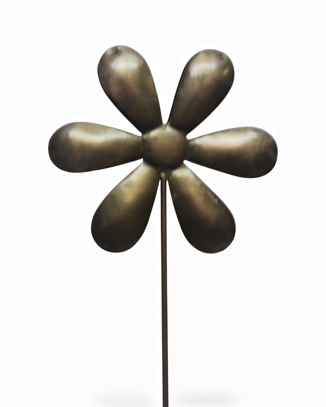 Six-Petal Flower Metal Stake, Antique Bronze
