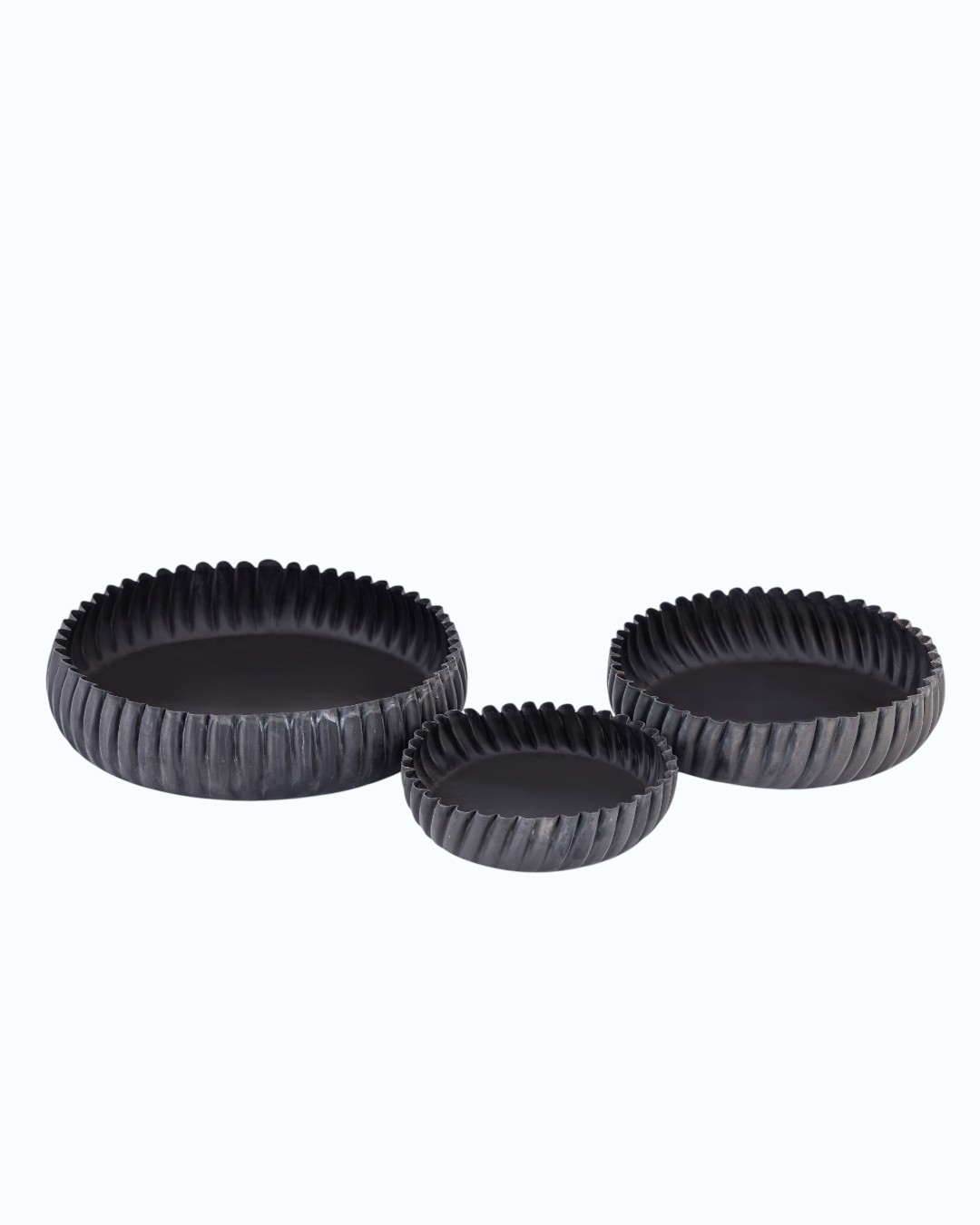 Industrial Ridged Metal Bowl Set