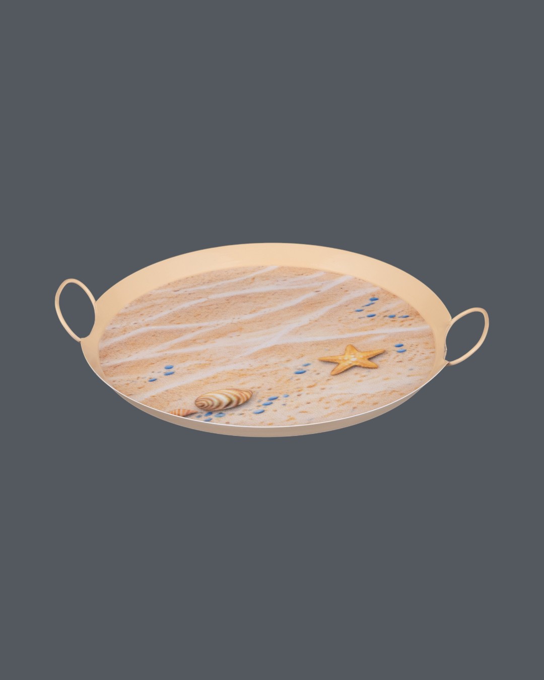 Serene Shores Coastal Life Round Handled Tray