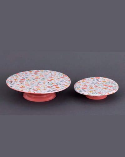 Botanical Meadows Coral Pin Cake Stands (Set of 2)