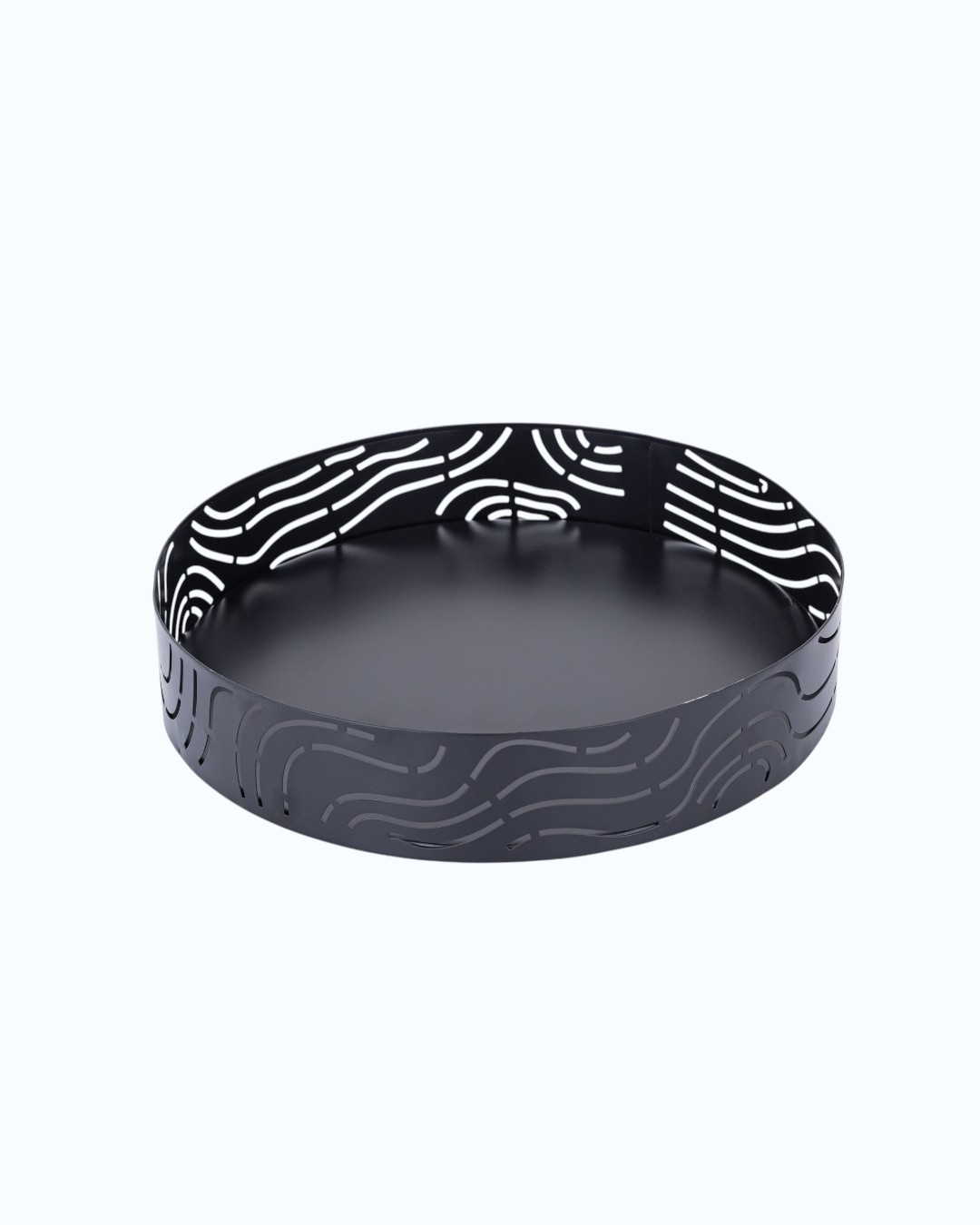 Architectural Black Laser Cut Round Tray