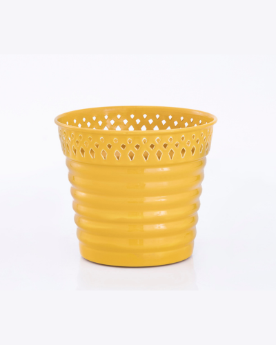 Yellow Cutwork Ribbed Pot