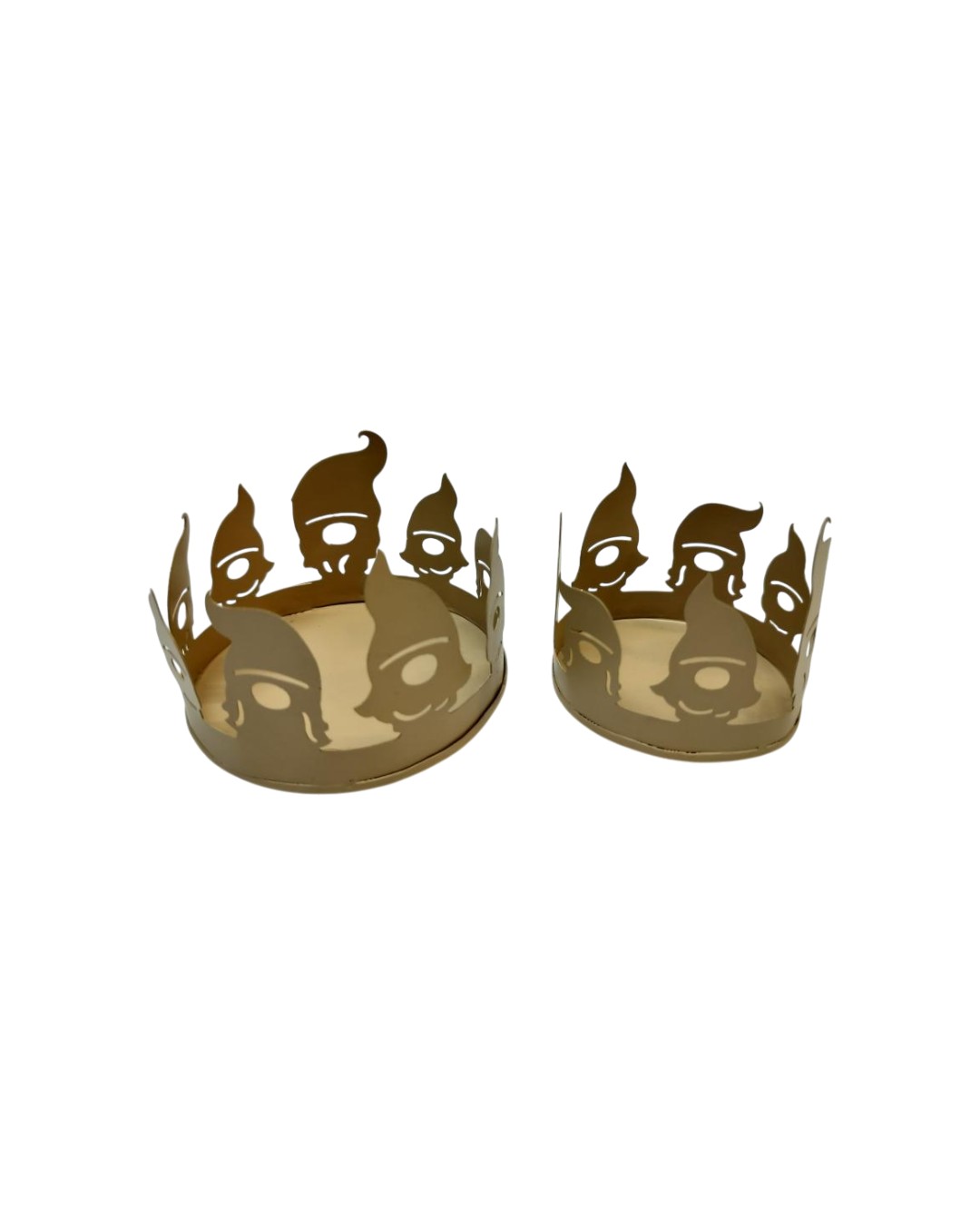 Set of 2 Golden Gnome Silhouette Tealight Holder