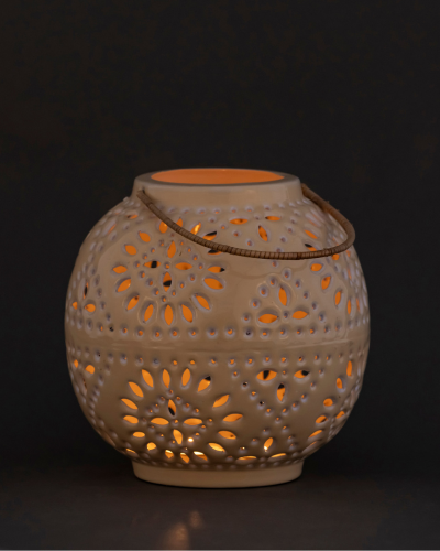 Beige Round Cutwork Lantern