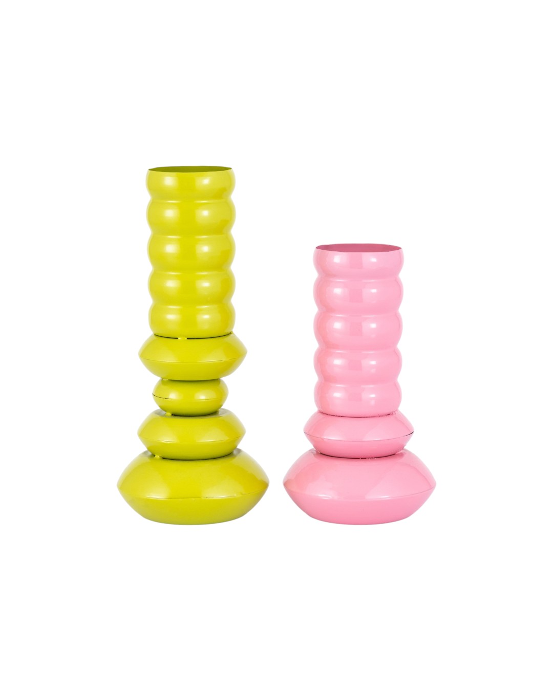 Grooved Pillar Colorful Candle Duo