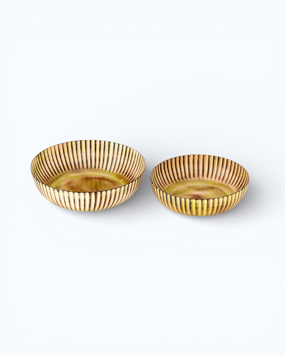 Golden Ochre Striped Artisan Bowls
