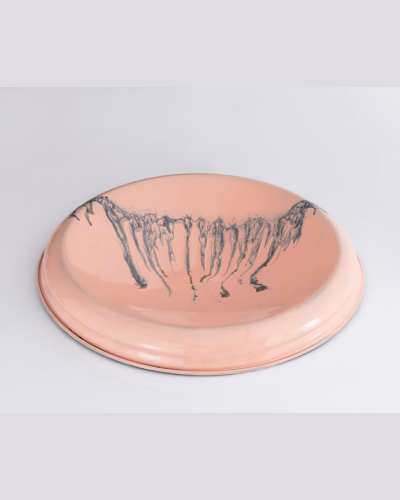 Abstract Peach Drip Oval Wall Tray