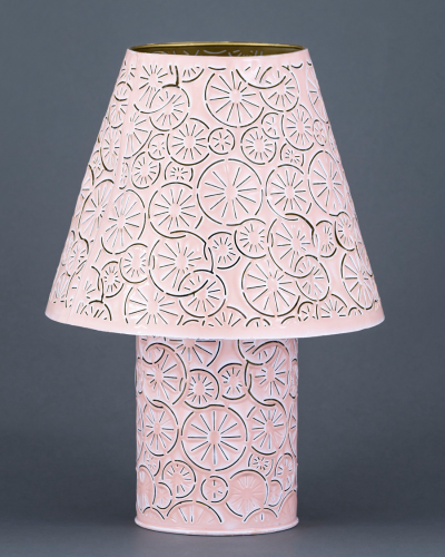Pink Floral-Circle Cutwork Table Lamp