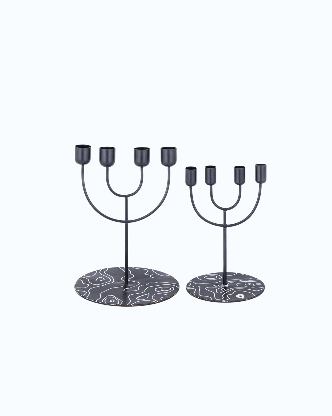 Linear Topography Base Black Candelabra
