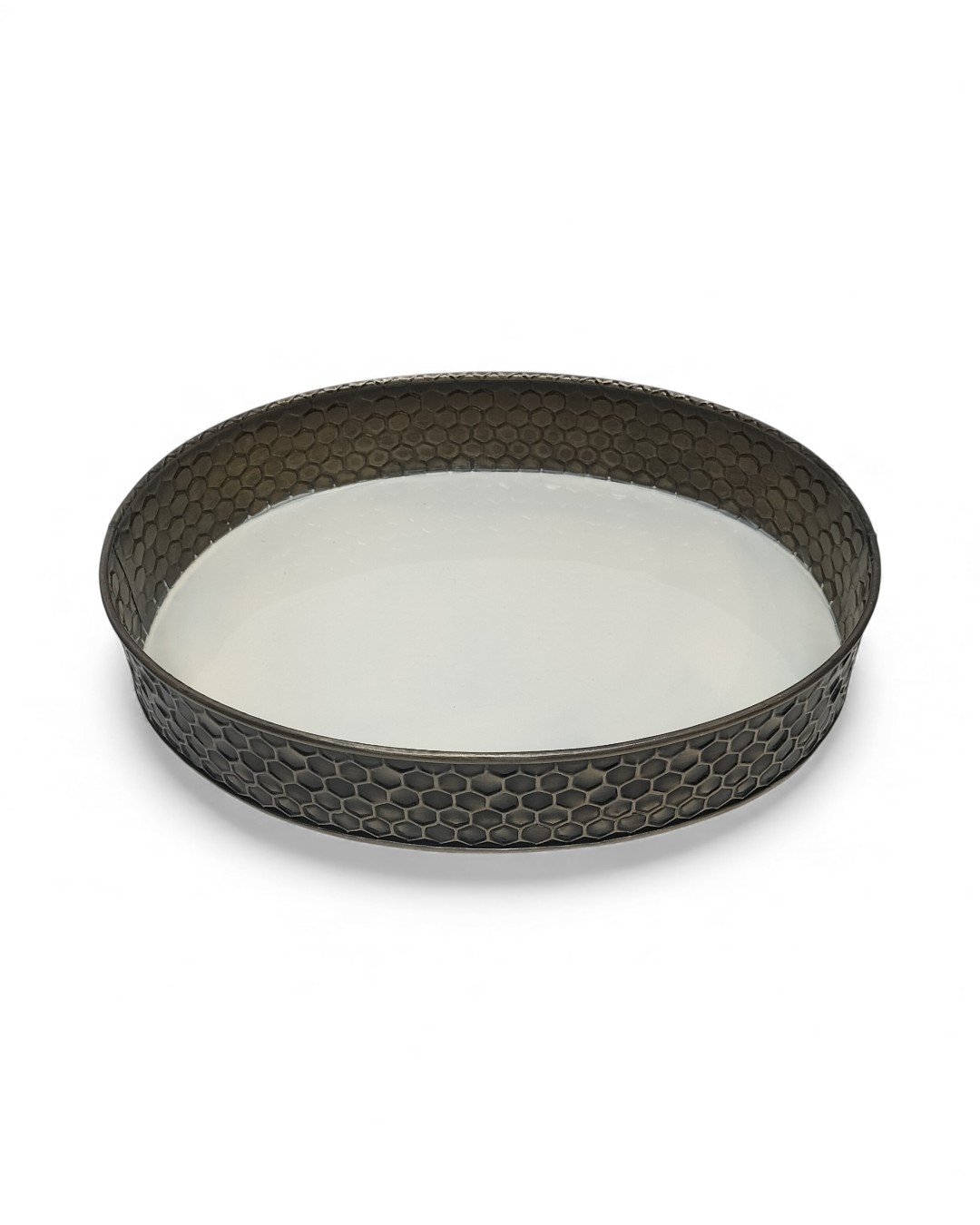 Round Tray with Honeycomb Textured Frame
