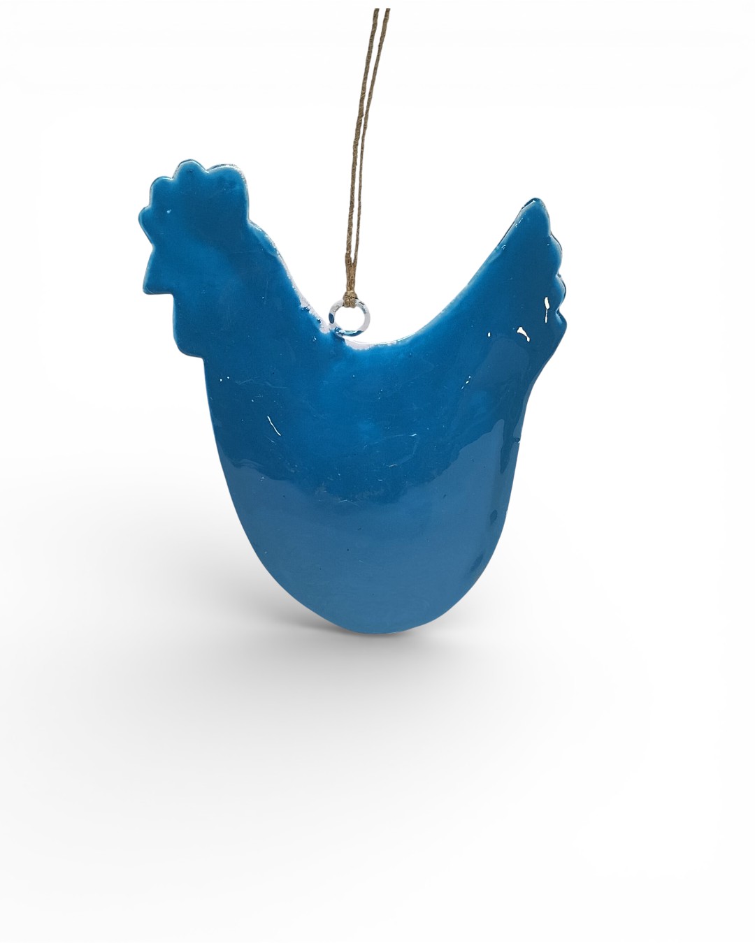 Vibrant Blue Rooster Enamel Hanging