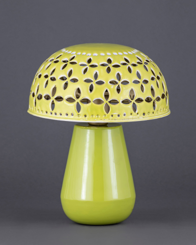 Perforated Mushroom Table Lamps – Vibrant Elegance in Dual Shades