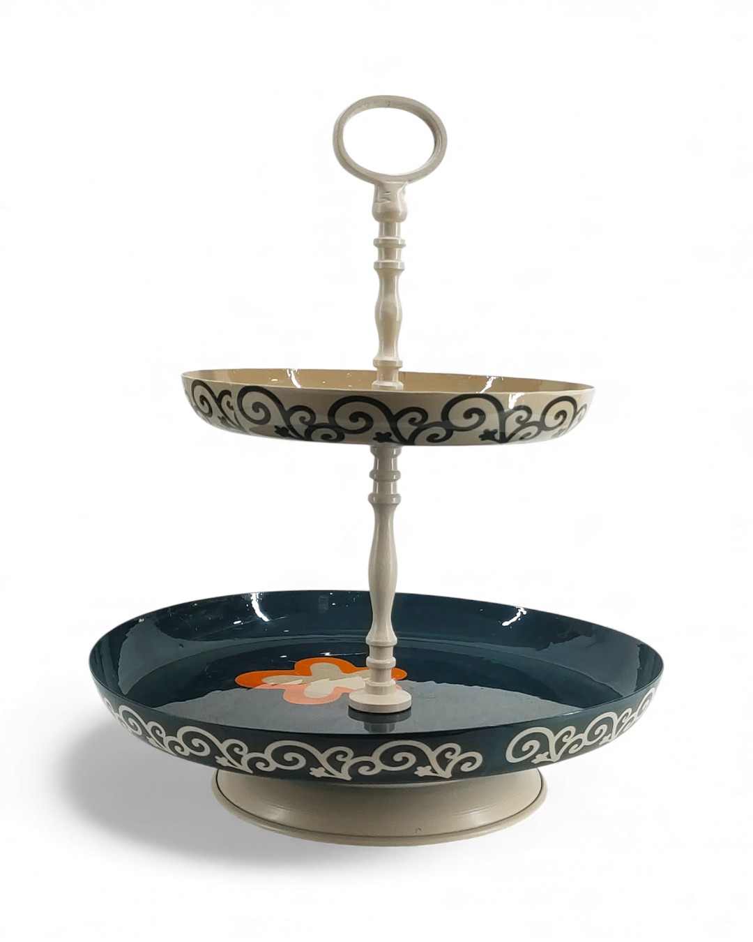 Scrollwork Transformative Teal & Chalk Cake Stand