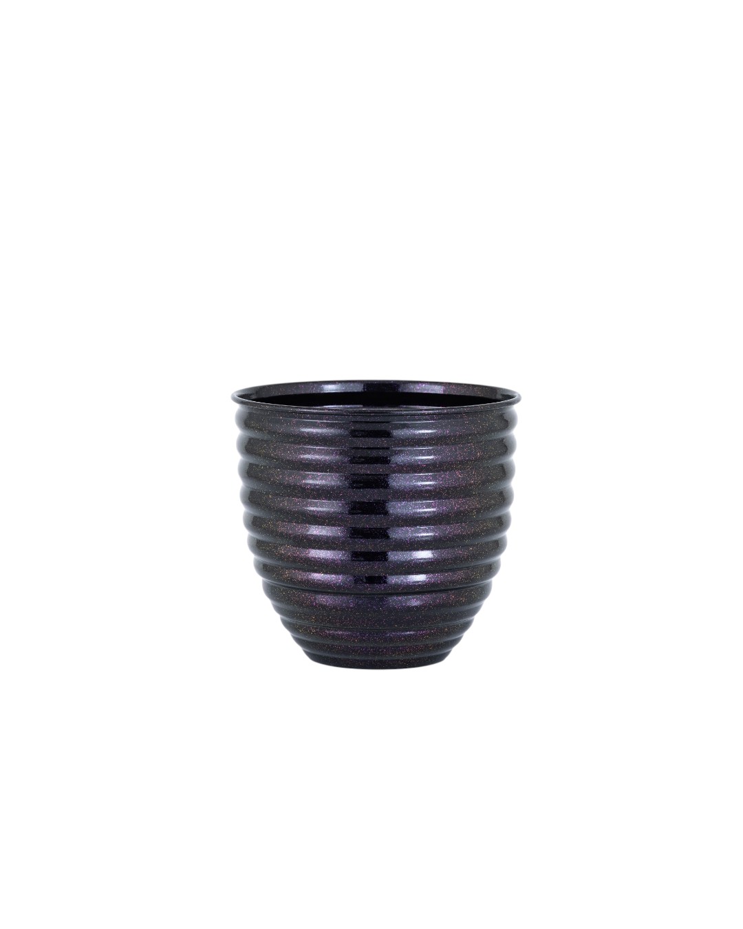 Tapered Ribbed Sparkle Amethyst Pot