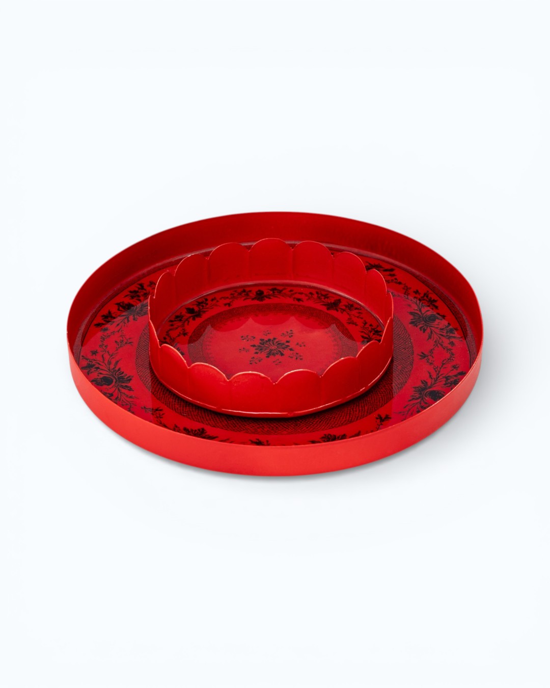 Poetic Romance Crimson Round Tray Set