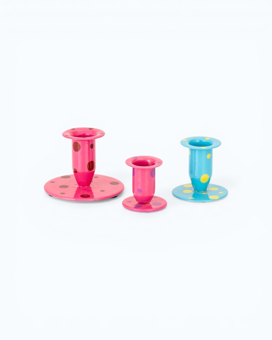 Playful Dots Round Base Trio Taper Set