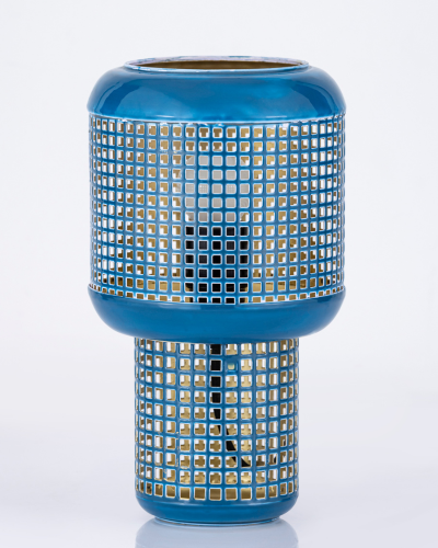 Teal Perforated Metal Lamps