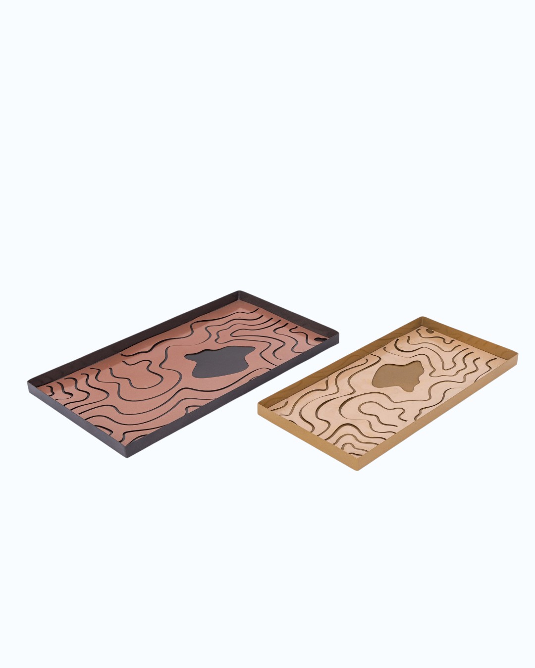 Modern Rectangular Topographic Map Trays