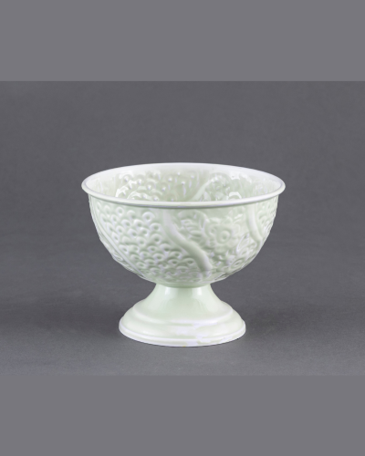 Mint Green Embossed Pedestal Bowl