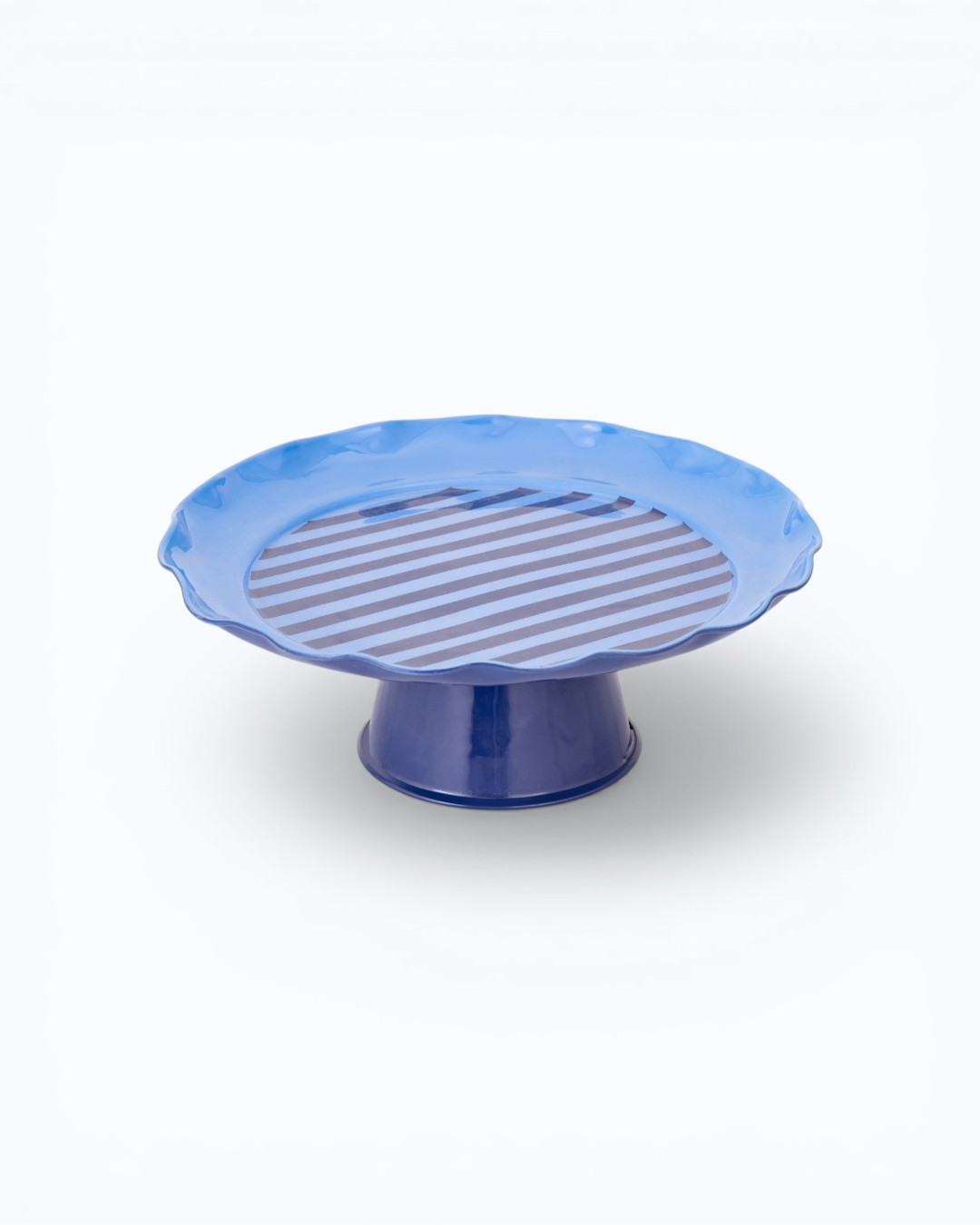 Joyful Stripes Scalloped Cake Pedestal