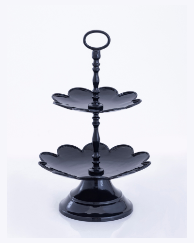 Black Two-Tier Scalloped Cake Stand (CP0177)