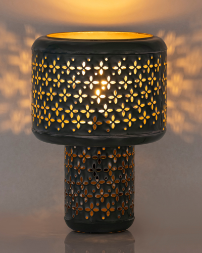 Elegant Floral Cutwork Egg Holder Lamp – Aqua Blue