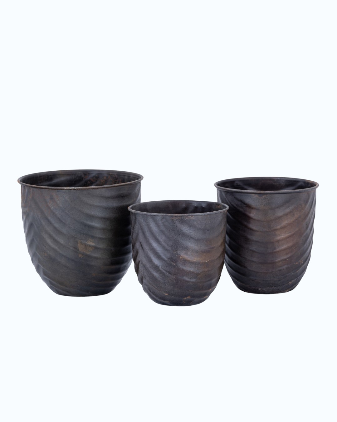 Rustic Textured Swirl Planter Trio