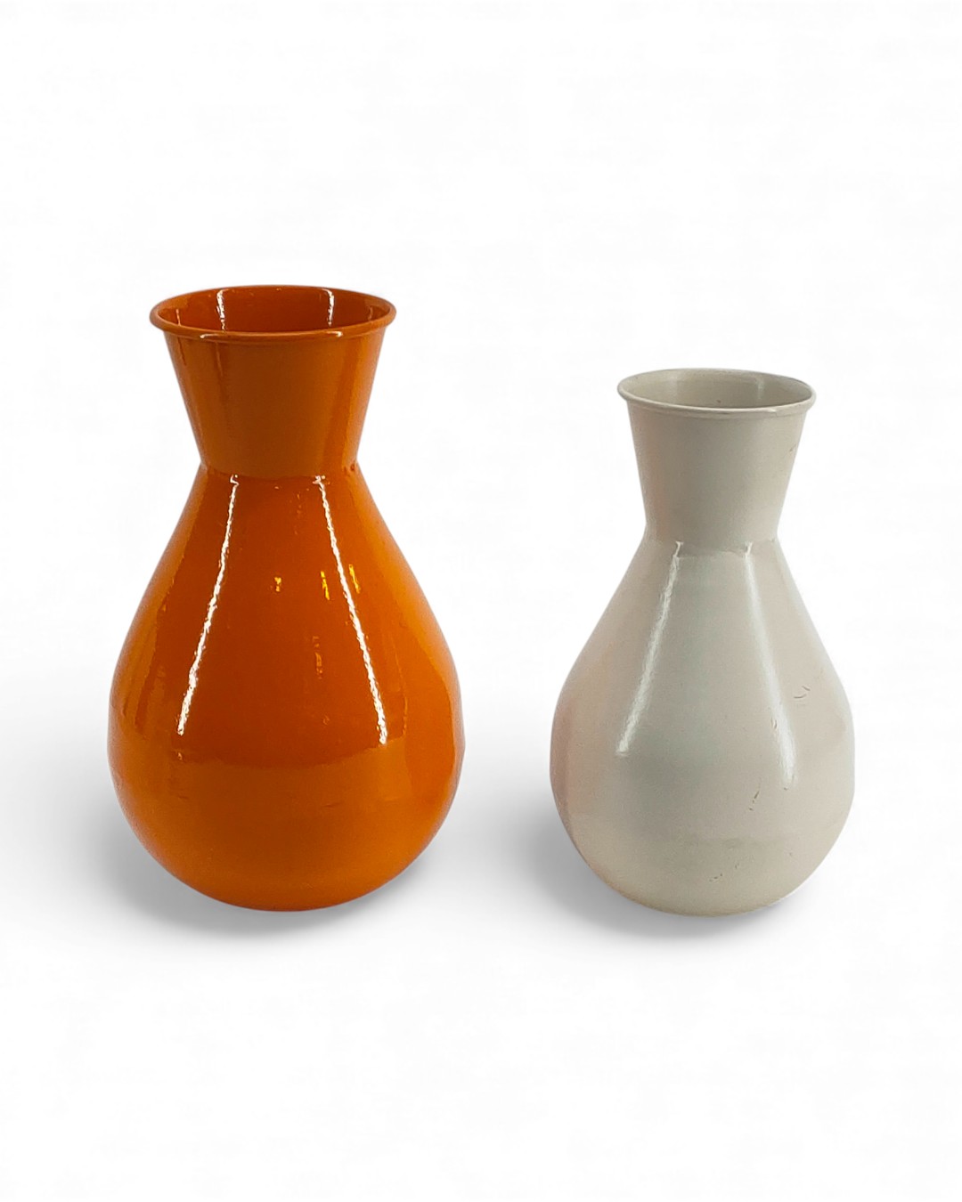 Set of 2 Contemporary Glazed Drop Scroll Vases
