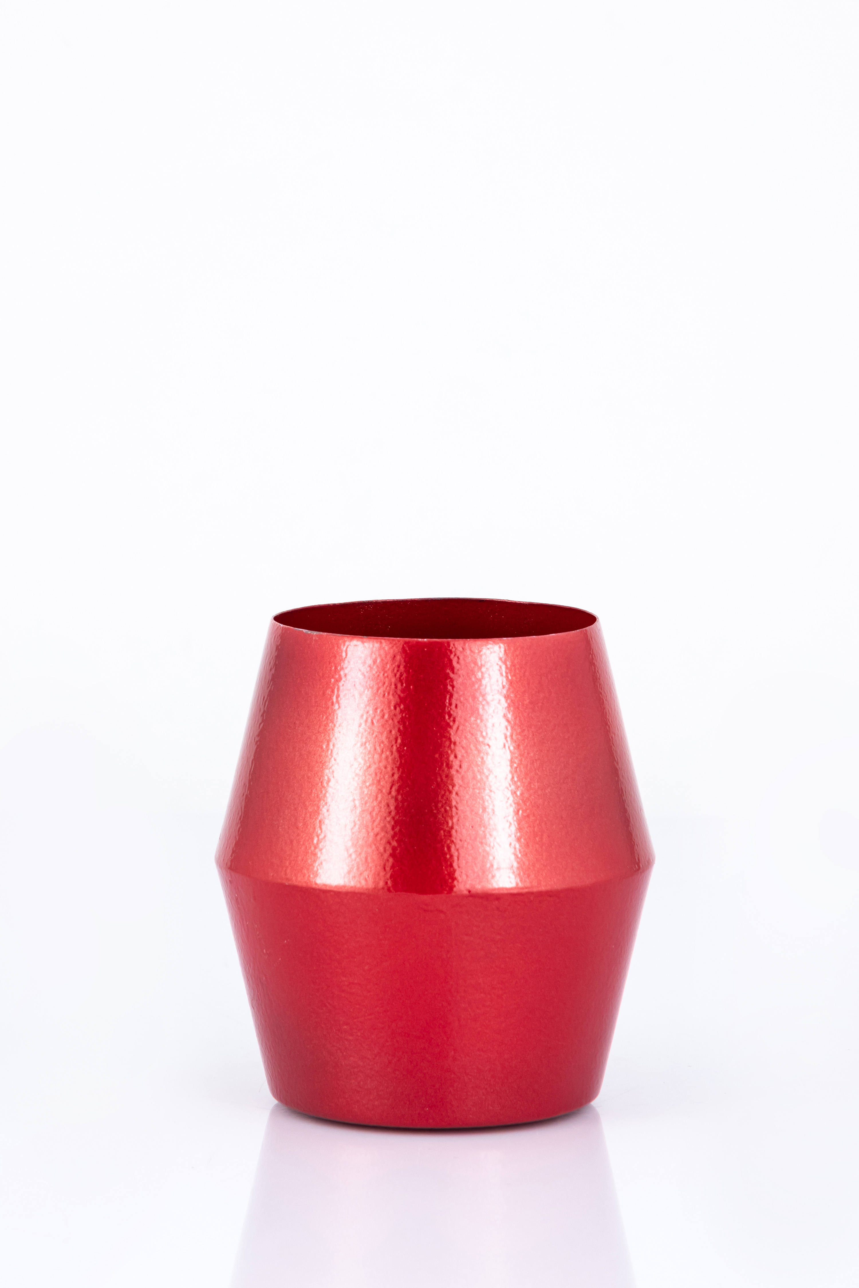 Geometric Tapered Angular Red Pot