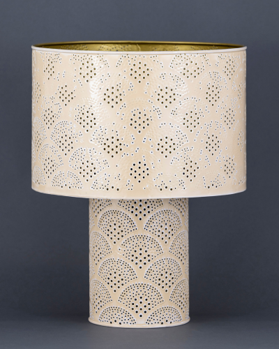 Beige Perforated Scallop Table Lamp