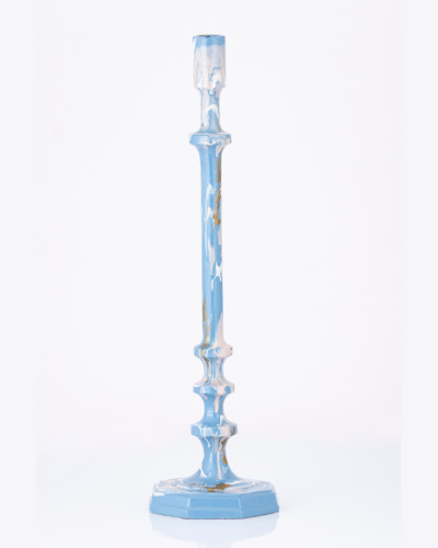 Blue and Gold Marbled Candlestick