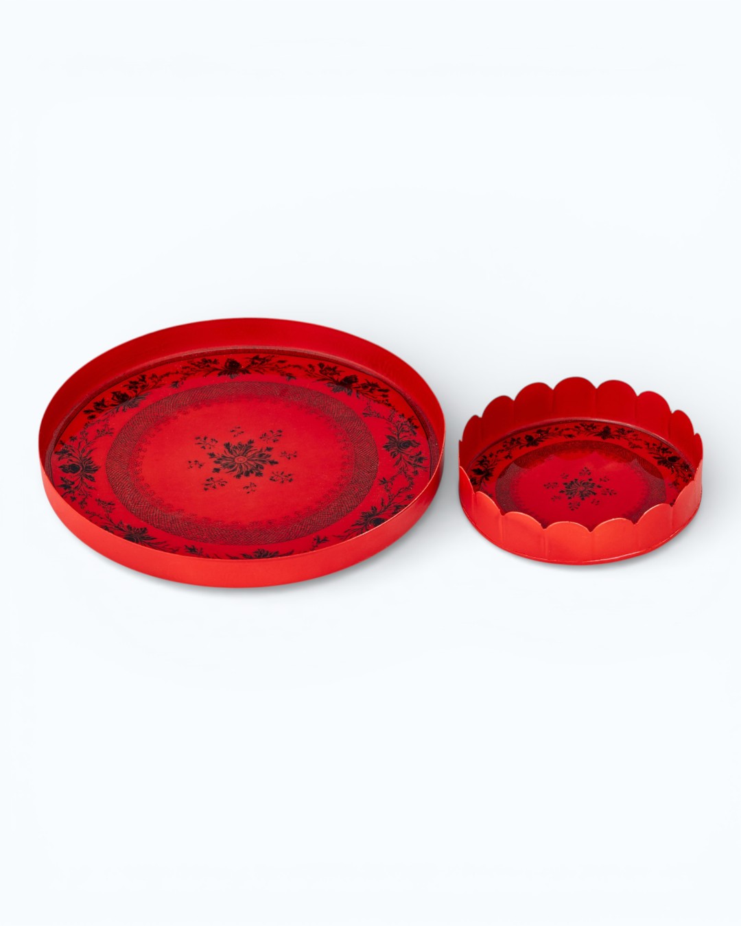 Poetic Romance Crimson Round Tray Set