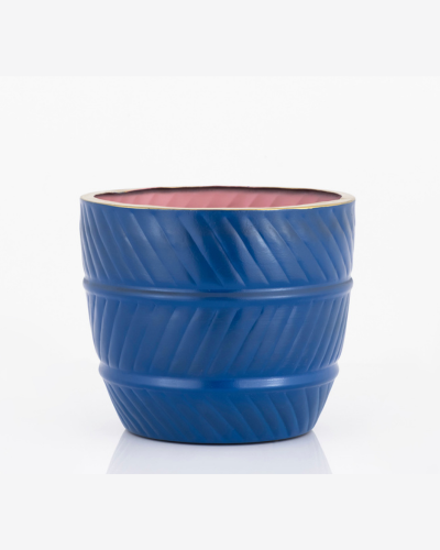 Textured Indigo Blue Decorative Pot