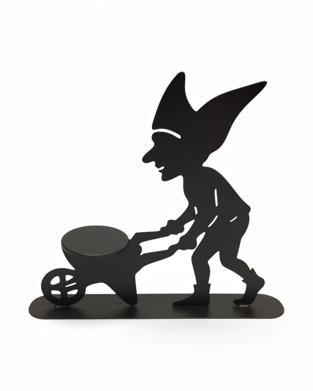 Whimsical Elf Silhouette Wheelbarrow Tea Light