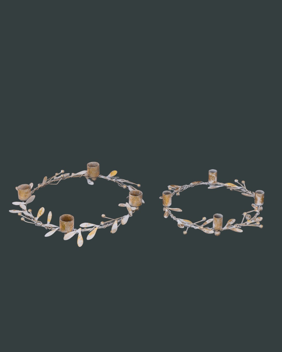 Distressed Floral Wreath Candle Holder