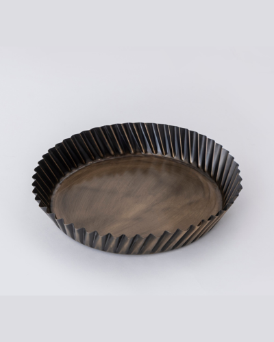 Pleated-Edge Brass Round Tray