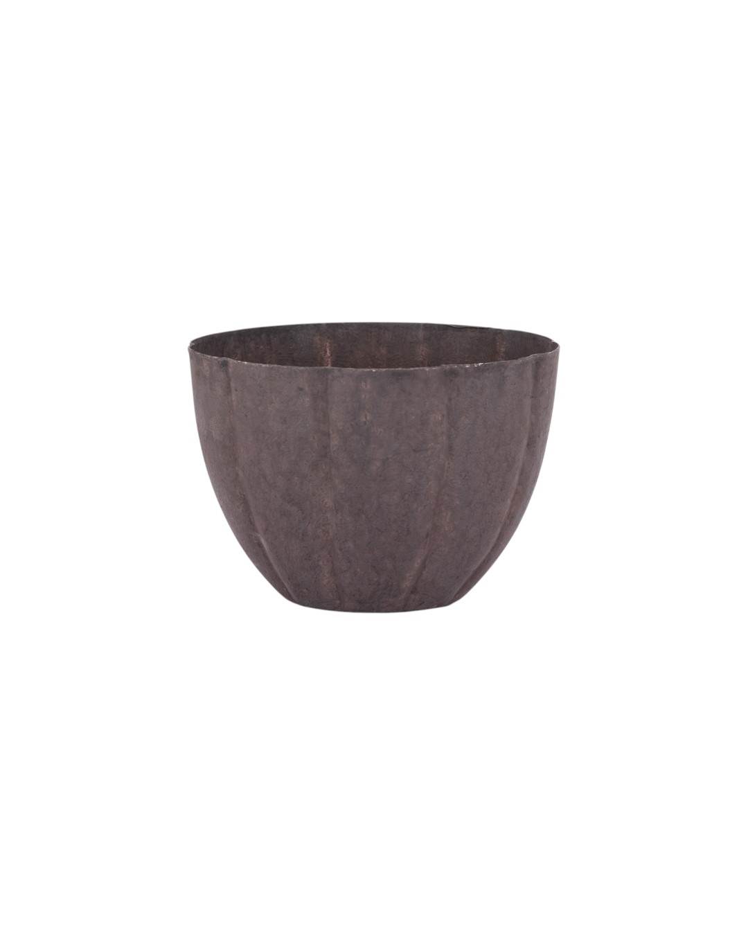 Ribbed Bronze Wide Bowl Pot