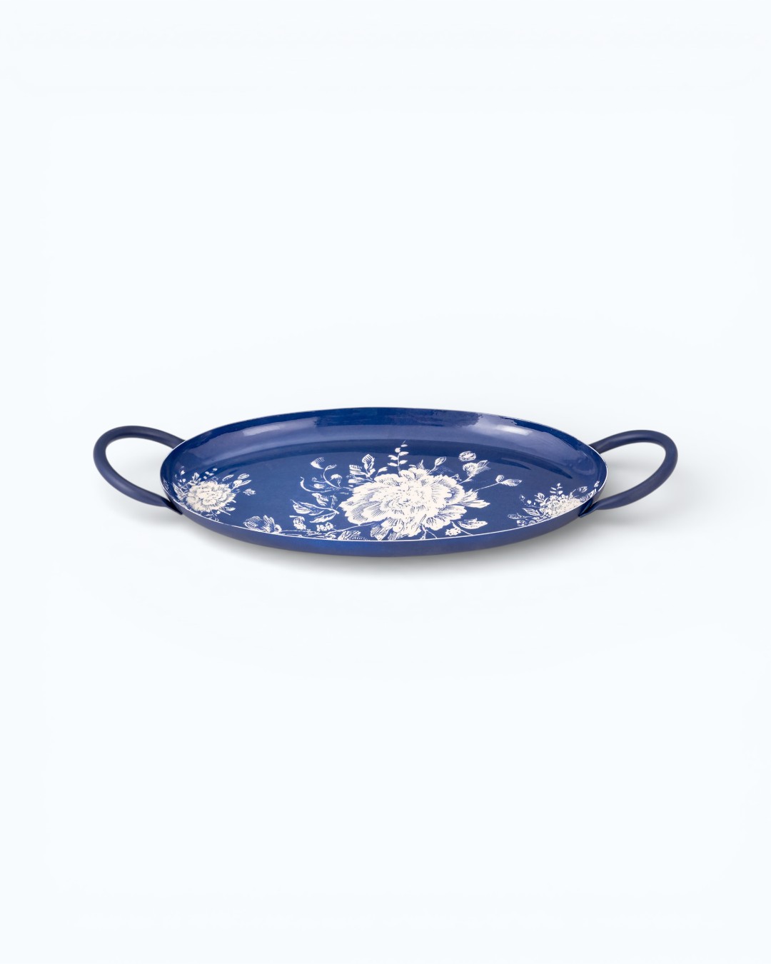 Poetic Romance The Royal Indigo Filigree Oval Tray