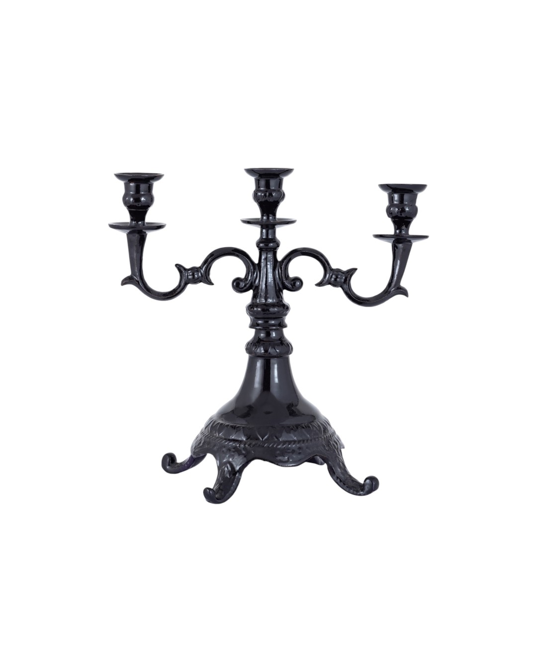 Baroque Style Black Polished Candelabra