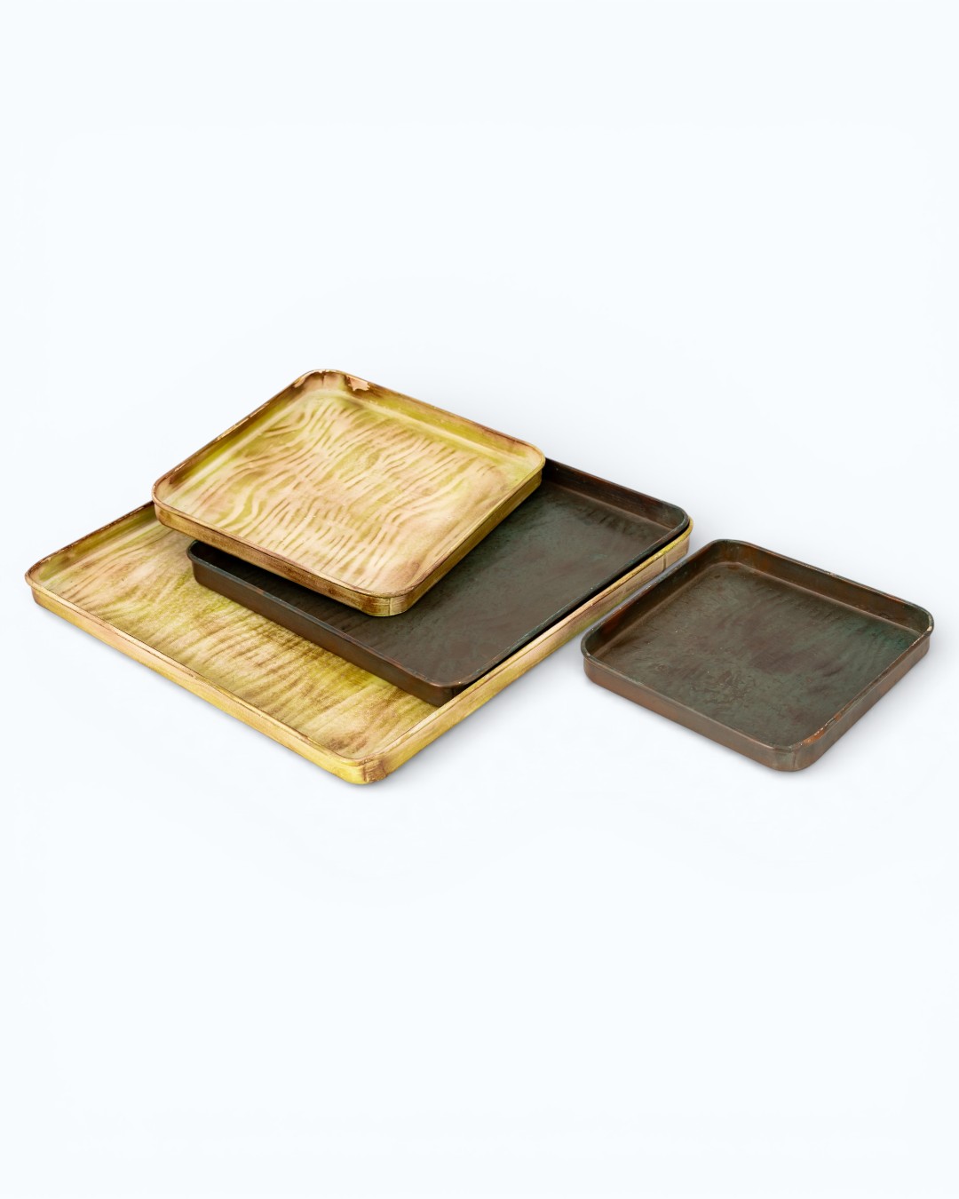 Nested Artisan Metallic Trays