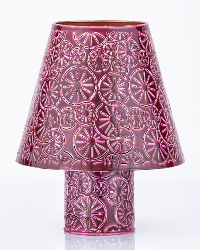 Metallic Pink Embossed Floral Cutwork Lamp
