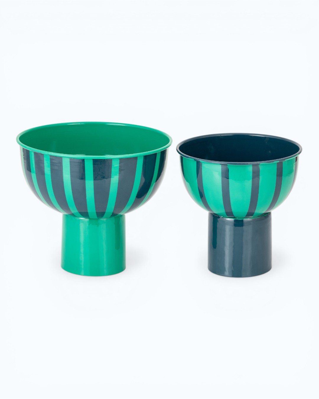 Joyful Stripes Emerald Pedestal Pair