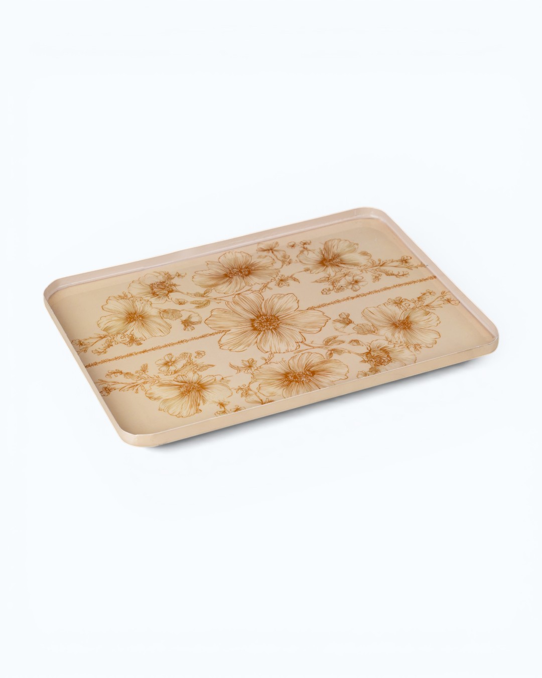 Poetic Romance Golden Ochre Botanical Sketch Tray